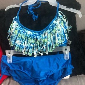 Raisins two piece fringe top swimsuit